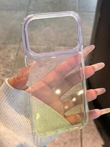 Simple Pink Gradient Green Glossy Clear Phone Case Compatible With IPhone 17 Pro Max 17 Pro 16 14 15 13 12 Pro Max 11 Minimalist Transparent Soft Cover - Gradient Pink and Green - View 3