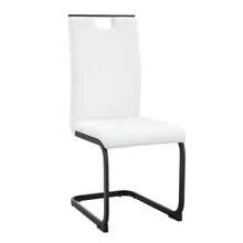 Dining Room Set With Round Marble Dining Table & Dining Chairs, Modern Kitchen Set Made Of Faux Leather & Cantilever Metal Frame For Dining Room & Kitchen - White - View 9