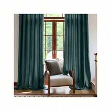 Plain Velvet Curtain With 8 Buttons (1 Piece), Soft And High Quality Fabric, Enhances The Style Of Your Home, Perfect To Complement Any Modern Decor Style. - 深綠色 - 查看 6