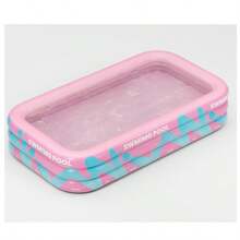 Vibrant Pink gestreifter aufblasbarer Schwimmpool mit Rutsche, extra großer aufblasbarer Familienpool für Erwachsene, Outdoor Wasserspaß Gerät, Genießen Sie den Sommer im Garten & Hof, rechteckiger PVC Pool, Mehrteiliges Set, ohne Strom, geeignet für Partys, Musikfestivals, Abschlussfeiern und Urlaub - A - Übersicht 15