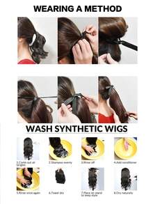 22 pulgadas 1 pieza, coleta con cordón degradado, pieza de cabello sintético resistente al calor, adecuado para mujeres - Degradado - Ver 9