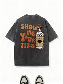 RODSKY Casual Oversized Men's T-Shirt Show Me Your Tito's Bottle Graphic Summer Gift For Him F0BN - màu đen - Xem 1