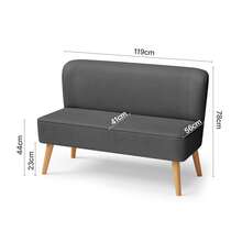 Asofer Divano a 2 posti, divanetto compatto con rivestimento in tessuto di velluto a coste, divano salvaspazio per camera da letto, soggiorno, appartamento, 119x56x78 cm, grigio - Grigio - Visualizzare 6