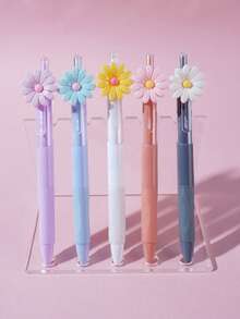 Bộ 5 bút bi acrylic Daisy, bút viết bài thi chất lượng cao dành cho học sinh, mực đen 0.5mm, món quà lý tưởng cho các dịp lễ, tiệc tùng hoặc bạn bè. - Bút Daisy - Xem 1