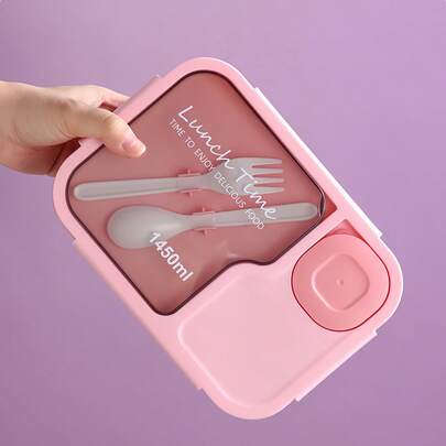 Hộp cơm bento 1 ngăn, dùng được trong lò vi sóng, hộp đựng cơm kiểu Nhật kèm dụng cụ ăn uống, hộp đựng salad cho nhân viên văn phòng, túi đựng cơm trưa.
