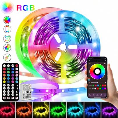 Đèn LED dài 3-30 feet (khoảng 90-30 mét) dùng để trang trí nhà cửa, đèn đổi màu RGB với điều khiển từ xa 44 phím và ứng dụng, hẹn giờ, đồng bộ nhạc. Đèn LED dây thích hợp cho phòng ngủ, đèn nền TV, trang trí không gian chơi game, trang trí phòng, tranh treo tường và làm quà tặng.