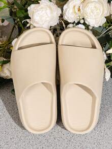 New Soft & Comfortable Slippers, Minimalist Strap Slides For Indoor & Outdoor Wear, All Season - Khaki - View 6