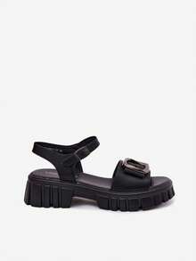 Sandali eleganti e confortevoli da donna Vinceza realizzati in pelle naturale su una piattaforma con una fibbia decorativa e una cinghia regolabile, beige e nero - nero - Visualizzare 7