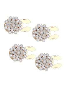1/2/4pcs 22mm Elegant Rhinestone & Faux Pearl Button Covers For Women, Crystal Button Covers, Detachable Clip On Button Covers, Crystal Fancy Buttons For Clothing, Button Snaps With Pliers Press For Dress Suit Tux Shirt Accessories, Lead Color - Multicolor - View 15