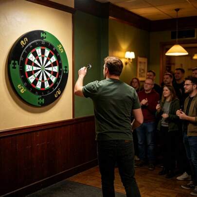18-Inch Dart Board Protector Cover, Green & Black Color, Golden Dragon Pattern, Suitable For Dart Practice
