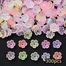300颗花形琉璃珠樱花隔珠水晶玻璃珠，适用于珠宝DIY制作手链、发饰、耳环 - 小花朵 - 查看 14