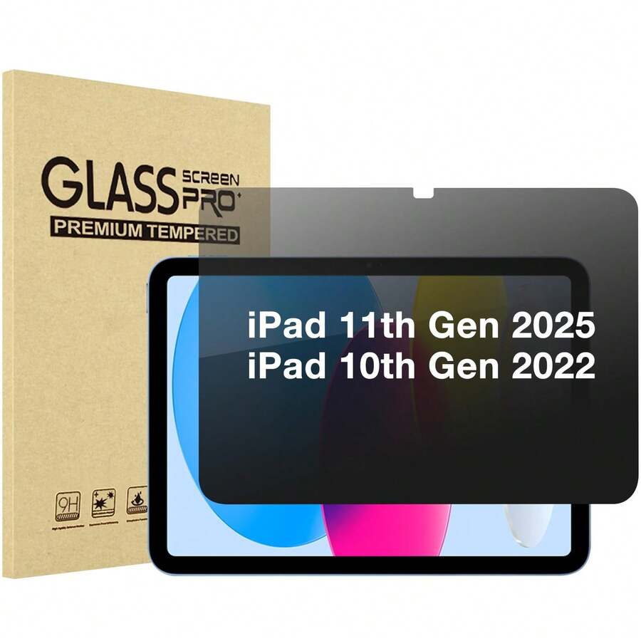 BOLLYMORE Protector de pantalla de vidrio templado con privacidad de 360° para iPad (A16) de 11.a generación 2025 de 11 pulgadas / 10.a generación 2022 de 10.9 pulgadas - Vidrio de privacidad - Ver 1