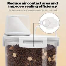 1pc Moisture-Proof & Insect-Proof Rice Storage Canister, Suitable For Rice, Flour, Red Beans, Mung Beans, Coffee Beans And Other Grains Storage, With Portable Measuring Cup, Household Kitchen Grain Storage Box - White - View 6