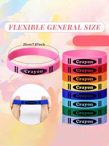 30/20/1pc Crayon Silicone Wristbands, Crayon Rubber Bracelets Elastic Wristbands Wholesale Suitable For Back To School Party Gifts, Crayon Theme Rubber Welcome School Supplies Exchange Teacher Gifts, Charming Accessories, Mixed Colors, Various Styles, Sports Bracelets, Crayon Party Gifts First Day Of School Prizes Birthday Party Supplies, Durable Rubber Material Long-Lasting Wear Perfect Party Gifts And Supplies - Multicolor - View 10
