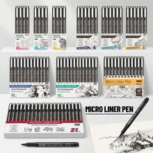 AOPO New High-Quality Professional Super Black Ink Pens, 4/6/9/12/21 Pcs Metal Clip Body, Smooth Writing, High-Quality Fine Tip Markers, Water-Based Pens, Fine Tip Pens For Drawing, Sketching, Master-Level Premium Quality - Sets - View 2