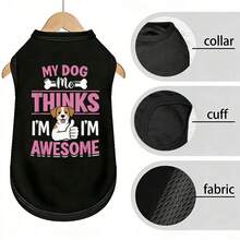 Summer New Cute Dog Print Pattern Breathable Mesh Fabric Stretchy Pet Vest, Sleeveless Top, Suitable For Medium And Small Dogs And Cats Outdoor, Camping, Casual Wear - Black - View 3