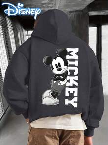 Disney Men's Casual Hoodie Featuring A Mickey Mouse Print. With Its , Stylish Design And Relaxed Fit, It's The Perfect Choice For Streetwear And Fashion-Forward Looks-Making It An Ideal Gift. Disney Hoodies - 灰藍色 - 查看 1