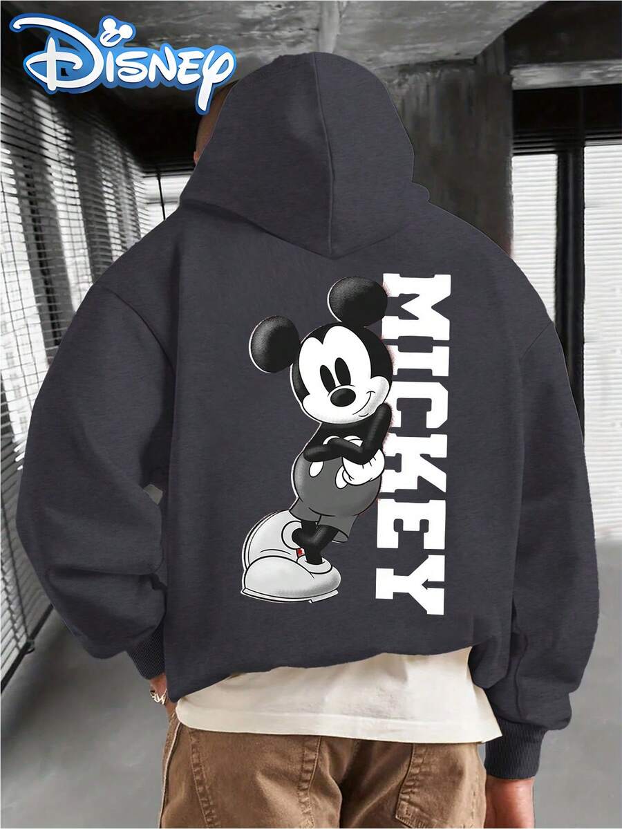 Disney Men's Casual Hoodie Featuring A Mickey Mouse Print. With Its , Stylish Design And Relaxed Fit, It's The Perfect Choice For Streetwear And Fashion-Forward Looks-Making It An Ideal Gift. Disney Hoodies - 灰藍色 - 查看 1