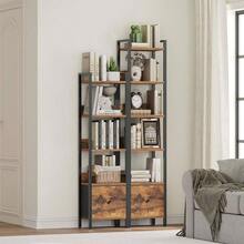 Brochure Display Stands - Rustic Brown, Black + 6 Tier - View 6