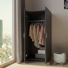 Kids 2-Door Wardrobe - Black - View 11