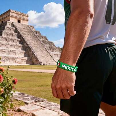 2026 World Cup Fan Classic Commemorative Silicone Wristband, Mexico National Flag Cheering Prop Football Bracelet