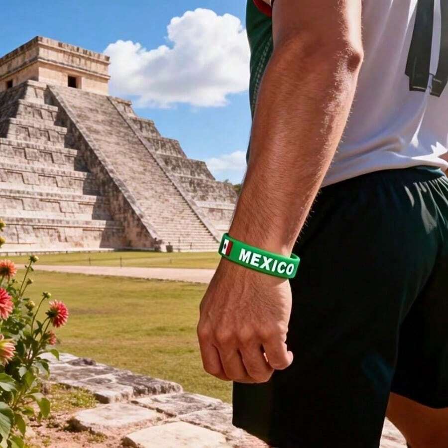2026 World Cup Fan Classic Commemorative Silicone Wristband, Mexico National Flag Cheering Prop Football Bracelet - One Size Fits All - View 1