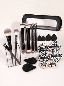 MAANGE Juego de 6/21 piezas de brochas de maquillaje, incluye brocha para base, brocha para polvo, brocha para rubor, brocha para corrector, brocha para contorno, brocha para iluminador, brocha para sombra de ojos, brocha de detalle, adecuado para maquillaje líquido, en crema o en polvo, juego de brochas de maquillaje como regalo para mujeres y niñas - Multicolor - Ver 12