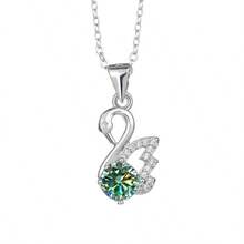 1 chiếc mặt dây chuyền hình thiên nga bằng bạc S925 đính đá Moissanite tròn 1 carat, thích hợp cho nữ đeo hàng ngày, hẹn hò, dự tiệc, kèm hộp quà tặng. - Một chiếc 1CT - Xem 9
