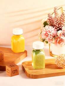1/5/9/8/6/1pc 4oz Transparent Plastic Drink Bottle With Black Cap & Sticker, Reusable Beverage Container For Juice, Smoothie, Drink - View 9