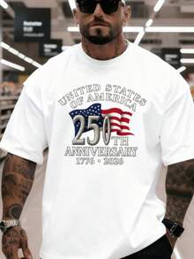 250th Anniversary Commemorative American Funny Cool Pattern T-Shirt Casual T-Shirt Fashion Cool Top Men's T-Shirt 180g Casual Wear Loose Fit Personality T-Shirt Aesthetic Shirt Soft Fabric Breathable Material Fashion Apparel Short Sleeve Top For Young People - 白色 - 查看 17