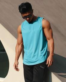 Men's Workout Tank Tops Quick Dry Sleeveless Shirts For Men Muscle Moisture Wicking Bodybuilding Gym Lightweight - Màu xanh lam - Xem 10