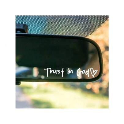 Bible Church Mirror Stickers - Trust In God, Faith Hope For Love, Self-Adhesive Shiny Appearance, Teacher Religious Gifts, "Trust In God" With Heart Graphics - Christian Church Decorations For Churches, Homes, Schools And Offices!