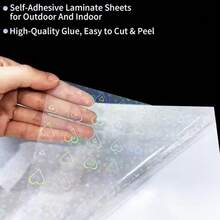 10 Tờ Giấy Dán Hình Ba Chiều A4, Hình Trái Tim - Chất Liệu Vinyl Trong Suốt Chống Thấm Nước, Dùng Để Tự Làm Sổ Lưu Niệm, Dán Máy Tính & Cửa Sổ - 10 tờ giấy hình trái tim khổ A4 - Xem 4