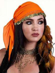 1 Pc Head Scarf With Coins Fancy Dress Up Accessories, Lightweight Headkerchief - Multicolor - View 14