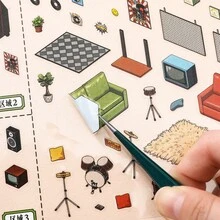 New Series 3.0：3D風景貼紙、微縮場景、DIY減壓手帳貼紙玩具、DIY房屋貼紙、微縮世界收納貼紙、可堆疊3D房屋剪貼簿用品、剪貼簿學校用品 - 均碼 - 查看 9