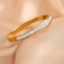Diamday Bộ 5 vòng tay bằng thép không gỉ mạ vàng 18K dành cho nữ - Có thể đeo chồng lên nhau, chống thấm nước, chống gỉ, không gây dị ứng, với họa tiết vỏ sò trắng, chữ số La Mã, đá Cubic Zirconia và hình trái tim, rộng 2,3 inch (6cm). - Nhiều màu - Xem 9