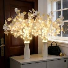 1/3件組蘋果葉枝 LED 燈，附花瓶的塑膠仿真樹燈，電池供電（不含電池），適用於臥室、書桌、婚禮、派對、居家與辦公室裝飾禮品 - 蘋果葉樹枝 - 查看 6
