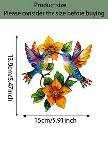 1件 2D平面波西米亞風金屬蜂鳥與花卉牆飾，適用於室內外居家裝飾，客廳、露台、庭院、戶外圍欄與花園，喬遷/節日禮物，送給朋友與家人的理想禮物 - 彩蜂鳥 - 查看 13