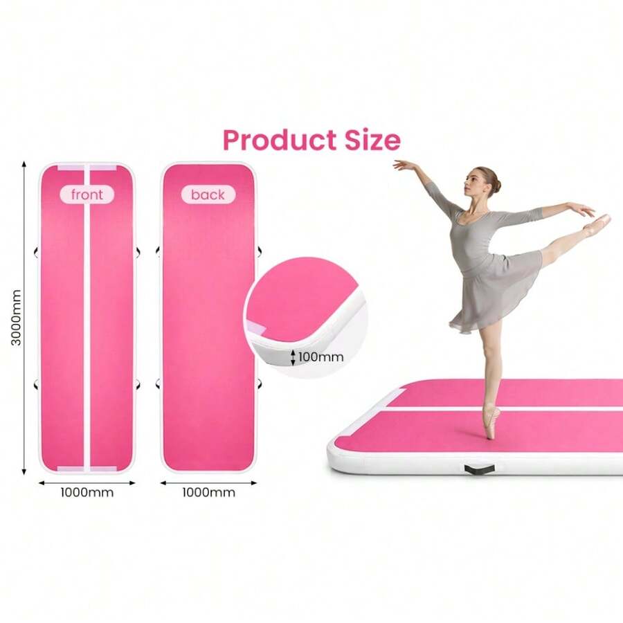 Trintion 10ft Inflatable Air Floor Mat Durable Tumbling Gymnastics Mat, Great For Back Handspring, Cheer, Tumbling, Training, Home And Travel - Pink - View 1