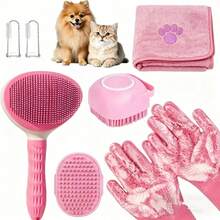 8pcs Pet Grooming & Cleaning Tool Set, Includes Deshedding Brush, Grooming Gloves, Flea Comb, Pet Bath Brush, Towel And Pet Toothbrush. Easily Remove Pet Hair, Essential Tools For Small, Medium And Large Pets - Multicolor - View 13
