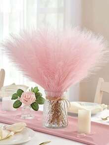 2/10/20pcs Artificial Pampas Grass, Artificial Plants, Boho Style Decor, Home Decor, Room Decor, Vase Filler, Wedding Decor, Christmas Decor, Spring Decor - Baby Pink - View 2
