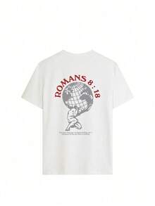 Camiseta de manga corta para mujer con estampado de eslogan, cuello redondo, estilo casual, sencilla y versátil, adecuada para uso diario. Camiseta estampada, top negro para mujer, ropa de vacaciones, top blanco de verano para mujer, 100% algodón. - Blanco - Ver 4
