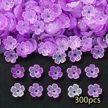 300颗花形琉璃珠樱花隔珠水晶玻璃珠，适用于珠宝DIY制作手链、发饰、耳环 - 小花朵 - 查看 17