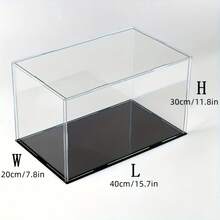 1 pieza Caja de exhibición de acrílico transparente, disponible en múltiples tamaños, caja de exhibición a prueba de polvo de plástico con base negra, adecuada para modelos de autos, figuras de acción, coleccionables, estatuas y exhibición - Caja expositora negra - Ver 53