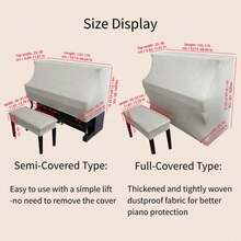 1pc Milk Silk Piano Dust Cover, Modern Minimalist Design With Drawstring, Machine Washable And Reusable Piano Cover, Effectively Prevents Pet Paw Prints, Pet Hair, Dust, Available In Full Cover And Half Cover Options, Suitable For Most Upright Pianos, Great Household Storage And Protection, Ideal For Father's Day, Mother's Day, And Various Holidays. (Please Measure Your Piano Size Before Ordering) - View 2