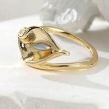 Anillo floral dorado vintage elegante, accesorio exquisito para el uso diario y vacacional de las mujeres, regalo ideal para la madre - Dorado - Ver 5