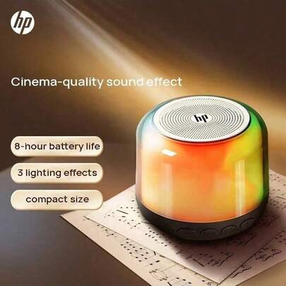 HP The BTS02 Mini Bluetooth Speaker Supports Connection To Multiple Devices, Features A Built-In Subwoofer, And TWS Cascading Functionality, Making It Suitable For Outdoor Travel, Home Use, And Car Audio Playback.