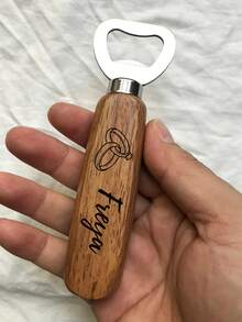 1/5个定制不锈钢开瓶器，带木柄，可个性化定制文字和图案，适合毕业典礼、婚礼、生日派对和其他聚会场合。独特时尚，是送给父亲、母亲、妻子、丈夫、男友、女友的特别节日礼物。 - 彩色 - 查看 3