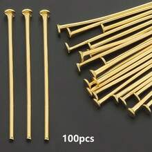 100个20mm/24mm/30mm/40mm/50mm混合尺寸平底别针，适用于DIY手链、串珠、耳钩、珠宝连接器、珠宝制作配件、耳环配件 - 平底針 - 查看 18