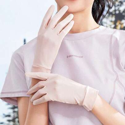 CAMEL CROWN Outdoor Ice-Silk Gloves, UV-Protective, Breathable, Anti-Slip, Open-Finger Hiking Gloves For Outdoor Running And Sports
